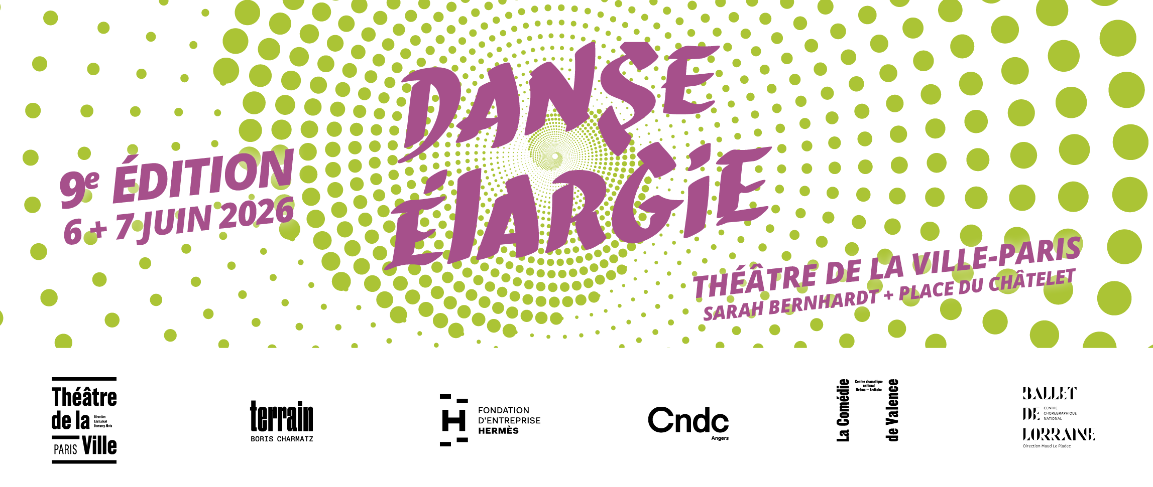 Danse Élargie, *Danse Élargie* est un concours international imaginé par *Boris Charmatz* Directeur du Musée de la danse (2009-2018) et de la compagnie Terrain, et *Emmanuel Demarcy-Mota*, Directeur du Théâtre de la Ville, et accompagné par la *Fondation d'entreprise Hermès* depuis sa première édition en 2010. 
Cette compétition est ouverte aux artistes de toutes disciplines (danse, théâtre, arts visuels, musique, philosophies poésie...).